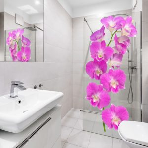 Inloopdouche - Extra helder glas - Thermisch gehard en gelaagd veiligheidsglas - Roze Orchidee