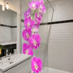 Inloopdouche - Extra helder glas - Thermisch gehard en gelaagd veiligheidsglas - Roze Orchidee