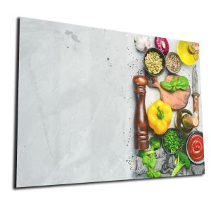 Whiteboard van glas – Magneetbord - Ingrediënten op stenen tafel