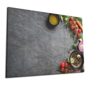 Whiteboard van glas – Magneetbord - Ingrediënten op leisteen tafel