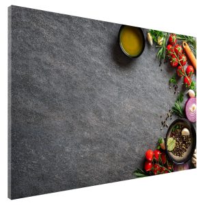 Metaal Bord - Memobord - Whiteboard - Magneetbord - Ingrediënten op leisteen tafel